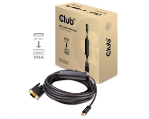 Club3D Kabel aktivní USB Typ C na VGA (M/M), 5m