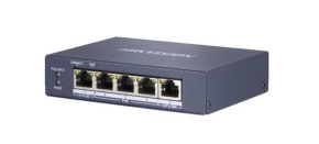 HIKVISION DS-3E0505HP-E, full Gb switch 4x PoE (1x HI-PoE), 1x uplink RJ-45, 60W, dosah až 300m