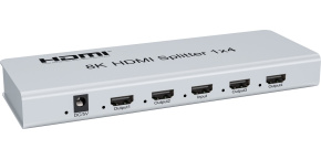 PremiumCord HDMI 2.1 splitter 1-4 porty, 8K@60Hz, 4K@120Hz, 1080p, HDR