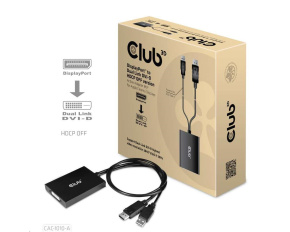 Club3D Adaptér aktivní DisplayPort na Dual Link DVI-D, USB napájení, 60cm, HDCP off, pro Apple Cinema displeje