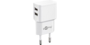 goobay Napájecí a nabíjecí adaptér 230V na 2x USB, max.2,4A, bílý