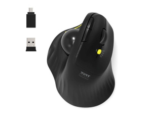 PORT bezdrátová ergonomická myš ERGONOMIC TRACKBALL, 2,4 Ghz & Bluetooth, USB-A/C, černá