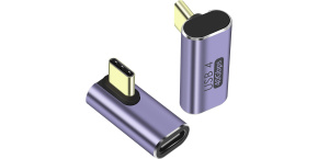 PremiumCord Adaptér USB-C na USB-C, USB 4.0, zahnutý 90°