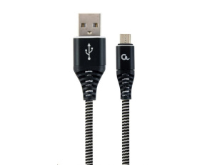 GEMBIRD Kabel USB 2.0 AM na MicroUSB (AM/BM), 2m, opletený, černo-bílý, blister, PREMIUM QUALITY