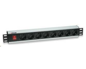 Intellinet 19" Rackmount 8-Way Power Strip - German Type, rozvodný panel, 8x DE zásuvka, 3m kabel