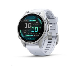 Garmin fenix® 8 – 43 mm, AMOLED, Silver / Whitestone se silikonovým řemínkem.