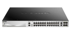 D-Link DGS-3130-30PS/E L3 Stackable Managed Gigabit PoE Switch, 24x PoE gigabit, 2x 10GBASE-T, 4x SFP+, 370W PoE