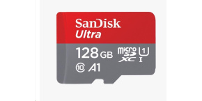 SanDisk MicroSDXC karta 128GB Ultra (140 MB/s, A1 Class 10 UHS-I) + adaptér