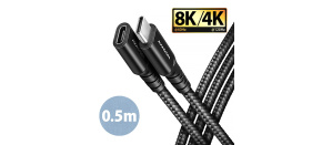 AXAGON BUCM32-CF05AB prodlužovací kabel USB-C (M) <-> USB-C (F), 0.5m, USB 20Gbps, PD 240W 5A, 8K HD, ALU, oplet, černý