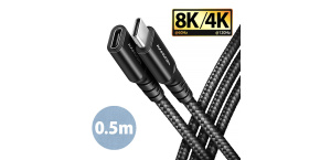 AXAGON BUCM32-CF05AB prodlužovací kabel USB-C (M) <-> USB-C (F), 0.5m, USB 20Gbps, PD 240W 5A, 8K HD, ALU, oplet, černý