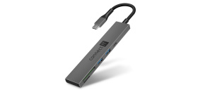 CONNECT IT USB-C hub, 2x USB-A, 1x USB-C, 1x SD karta, 1x MicroSD karta, šedá