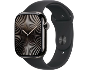 Apple Watch Series 10 GPS + Cellular 42mm Slate Titanium Case with Black Sport Band - M/L