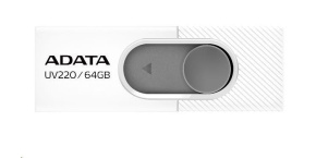 ADATA Flash Disk 64GB UV220, USB 2.0 Dash Drive, bílá/šedá