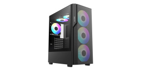 1stCOOL skříň GAMER 5, Mid tower, AU, USB 3.0, USB-C, 2x 140 ARGB Fan, 1x 120 ARGB Fan, bez zdroje, černá