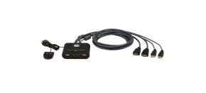 ATEN 2-port mini HDMI KVM USB, integrované kabely, tlačítko pro přepínání