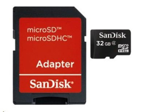 SanDisk MicroSDHC karta 32GB (Class 4) + adaptér