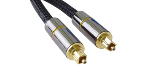 PremiumCord optický audio kabel Toslink, OD:7mm, Gold-metal design + Nylon, 2m