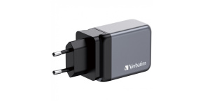 VERBATIM GaN Nabíječka do sítě GNC-65, 65W, 2x USB-C, 1x USB