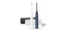 Philips Sonicare 5500 HX7119/01 sonický zubní kartáček, 2 kusy, cestovní pouzdra, bílá a námořnická modrá