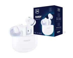 3mk bezdrátová stereo sluchátka HARDY LifePods Pro, stereo, nabíjecí pouzdro, bílá