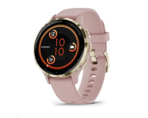 BAZAR - Garmin Venu® 3S, Nerezová luneta Soft Gold, pouzdro Dust Rose, silikonový řemínek - rozbaleno