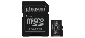 Kingston MicroSDXC karta 512GB Canvas Select Plus 100R A1 C10 Card + SD adaptér