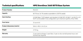 HPE StoreOnce 3660 80TB Base System (2U with10 x 8 TB disks)