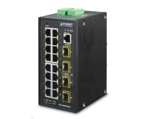 Planet IGS-20040MT, 16X 1000BASE-T, 4X SFP, DIN, IP30, -40 AŽ 75°C, WEB/SNMPV3, VLAN, IGMPV3, ESD+EFT, IPV6