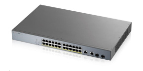 Zyxel GS1350-26HP 26 Port smart managed CCTV PoE switch, long range, 375W, 24x GbE, 2x combo RJ45/SFP