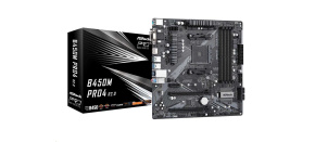 ASRock MB Sc AM4 B450M PRO4 R2.0, AMD B450, 4xDDR4, 1xHDMI, 1xDVI, 1xVGA, mATX
