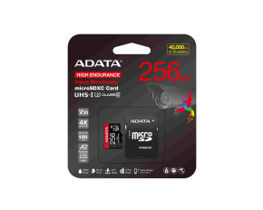 ADATA MicroSDXC karta 256GB High Endurance UHS-I C10 V30 A2 (R:100/W:85 MB/s) + SD adaptér