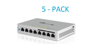 UBNT UniFi Switch US-8-60W, 5-PACK, vč. napájecích adaptérů [8xGigabit, 4xporty s PoE 60W 802.3af, non-blocking 8Gbps]