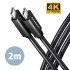 AXAGON BUCM32-CM20AB, SPEED+ kabel USB-C <-> USB-C, 2m, USB 20Gbps, PD 100W 5A, 4k HD, ALU, oplet, černý