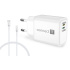 CONNECT IT Duplex nabíjecí adaptér 1xLightning, 1×USB-C, 20W, 1xLightning - USB-C kabel, bílá