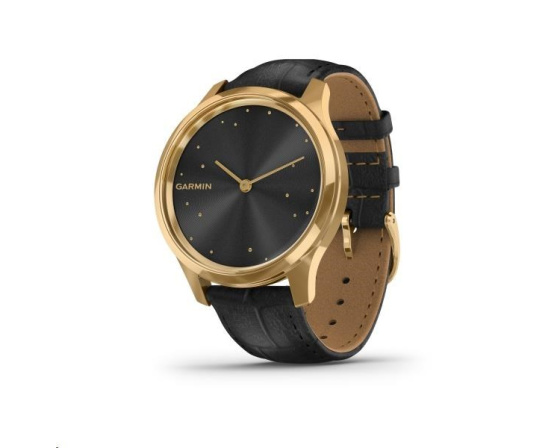 Garmin monitorovací náramek a hodinky vivomove3 Luxe, 24K Gold/BlackLeather Band