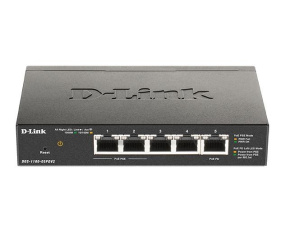 D-Link DGS-1100-05PDV2 5-Port Gigabit PoE Smart Switch, bez zdroje - napájen přes PoE, 2 PoE porty