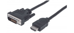 MANHATTAN kabel HDMI Male to DVI-D 24+1 Male, Dual Link, Black, 1,8m