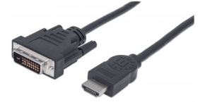 MANHATTAN kabel HDMI Male to DVI-D 24+1 Male, Dual Link, Black, 1,8m