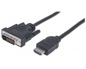 MANHATTAN kabel HDMI Male to DVI-D 24+1 Male, Dual Link, Black, 1,8m