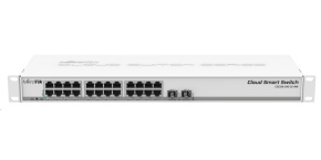 MikroTik Cloud Smart Switch CSS326-24G-2S+RM, 24 non-blocking gigabit.portů, 2xSFP+, Marvell DX switch chip, SwOS