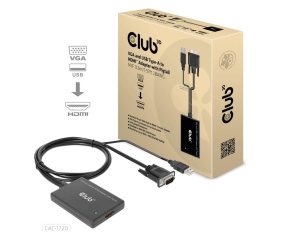 Club3D kabel VGA a USB-A na HDMI s ocáskem, M/F, 0.6m