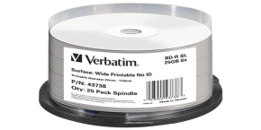 VERBATIM BD-R(25-pack)Blu-Ray/spindle/6x/25GB/Printable/No ID