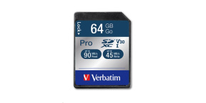 VERBATIM SDXC karta 64GB Pro, U3, V30 (R:90/W:45 MB/s)