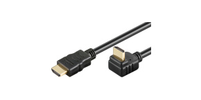 PremiumCord HDMI High Speed+Ethernet kabel, zlacený zahnutý konektor 270° 1m