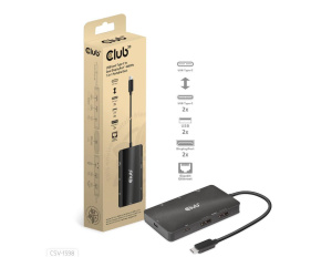 Club3D Dokovací stanice USB Gen2 Type-C na Dual DisplayPort 4k60Hz 7-in-1 Portable Dock