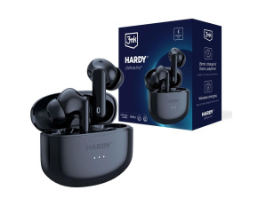 3mk bezdrátová stereo sluchátka HARDY LifePods Pro, stereo, nabíjecí pouzdro, černá