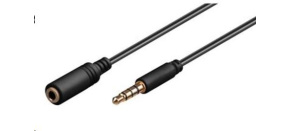 PREMIUMCORD Kabel Jack 3,5mm 4 pinový M/F 2m pro Apple iPhone, iPad, iPod