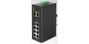 Planet IGS-10020MT, 8X 1000BASE-T, 2X SFP, DIN, IP30, -40 AŽ 75°C, WEB/SNMPV3, VLAN, IGMPV3, ESD+EFT, IPV6