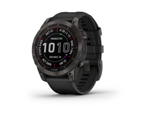 Garmin fenix 7 Sapphire Solar, Titan Black/ Black Silicone Band, EU