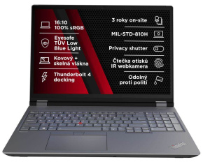 LENOVO NTB ThinkPad/Workstation P16 G2 - i7-14700HX ,16"WQUX OLED Touch,32GB,1TBSSD,RTX 3500 Ada 12GB,IRcam,W11P